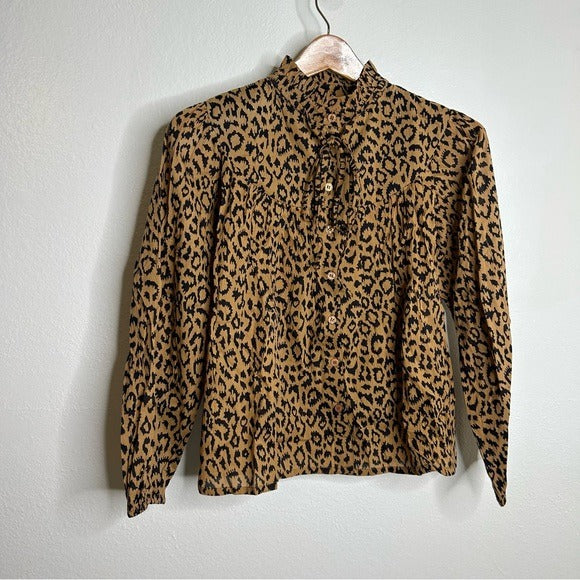 Emerson Fry India Collection Emerson Fry 100% Organic Cotton Leopard Blouse - Cotton