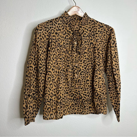 Emerson Fry India Collection Emerson Fry 100% Organic Cotton Leopard Blouse - Cotton