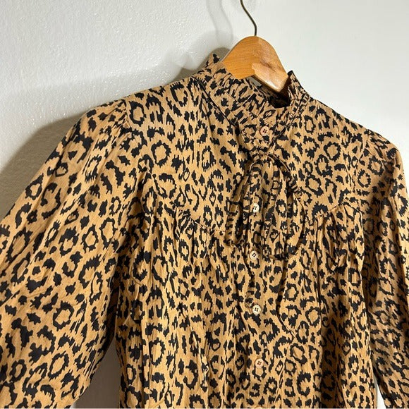 Emerson Fry India Collection Emerson Fry 100% Organic Cotton Leopard Blouse - Cotton