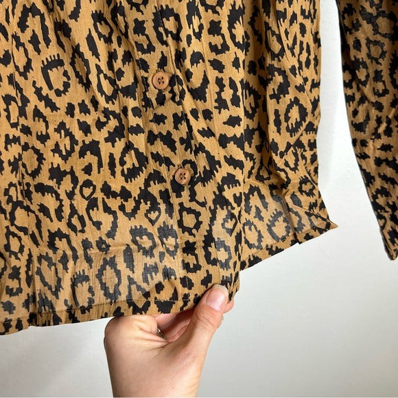 India Collection Emerson Fry 100% Organic Cotton Leopard Blouse