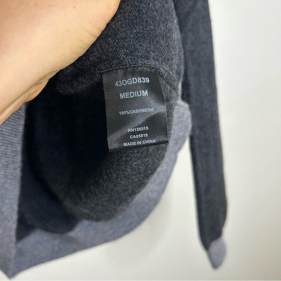 One Grey Day 100% Cashmere Grey Cutout Two Tone Sweater