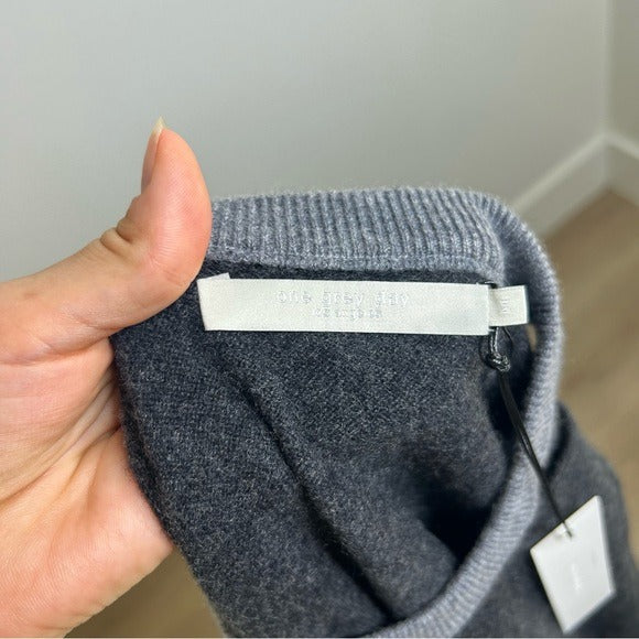 One Grey Day 100% Cashmere Grey Cutout Two Tone Sweater