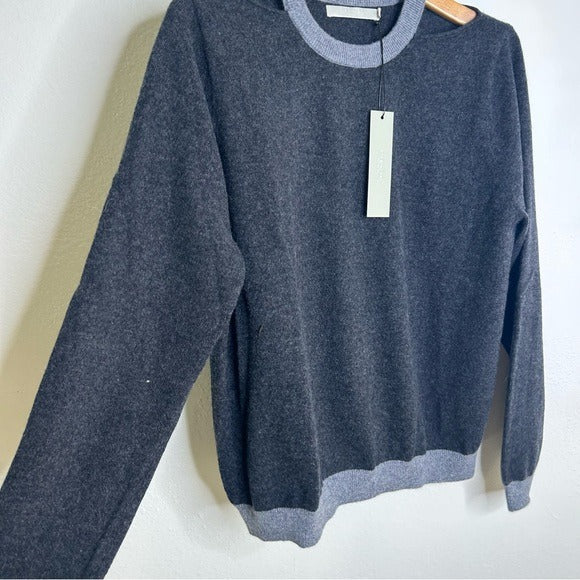 One Grey Day One Grey Day 100% Cashmere Grey Cutout Two Tone Sweater - Cashmere