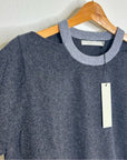 One Grey Day 100% Cashmere Grey Cutout Two Tone Sweater