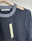 One Grey Day 100% Cashmere Grey Cutout Two Tone Sweater