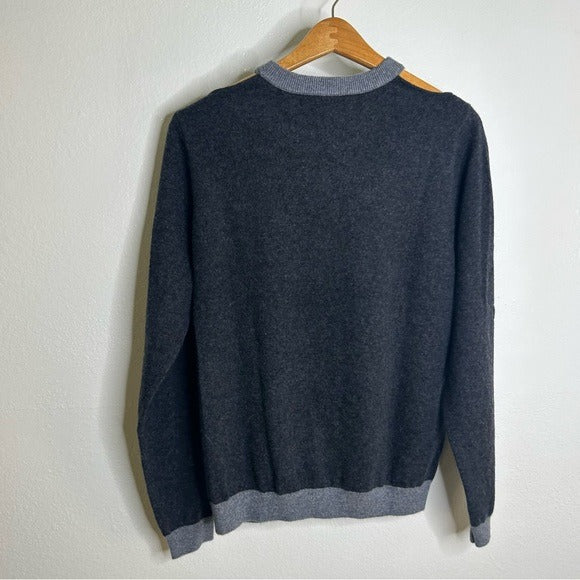 One Grey Day 100% Cashmere Grey Cutout Two Tone Sweater