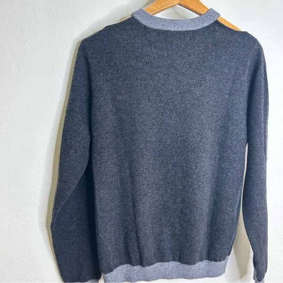 One Grey Day 100% Cashmere Grey Cutout Two Tone Sweater