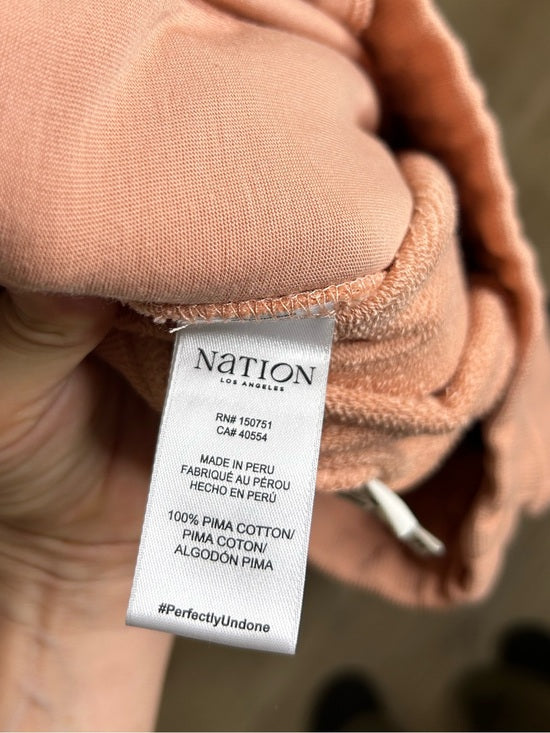 Nation LA 100% Pima Cotton Peach Lincoln Flare Split Hem Wide Leg Pant