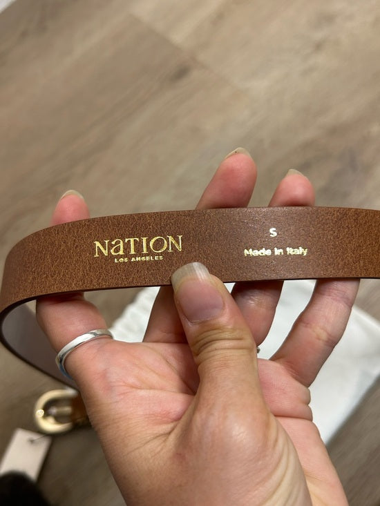 Nation LA Genuine Leather Joss Belt in Cognac Brown Gold Hardware
