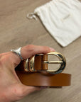 Nation LA Genuine Leather Joss Belt in Cognac Brown Gold Hardware