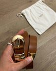 Nation LA Genuine Leather Joss Belt in Cognac Brown Gold Hardware