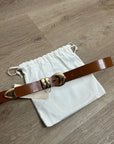 Nation LA Genuine Leather Joss Belt in Cognac Brown Gold Hardware