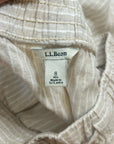 L.L. Bean 100% Linen Neutral Striped Pull on Straight Leg Drawstring Pant