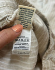 L.L. Bean 100% Linen Neutral Striped Pull on Straight Leg Drawstring Pant