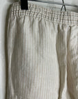 L.L. Bean 100% Linen Neutral Striped Pull on Straight Leg Drawstring Pant