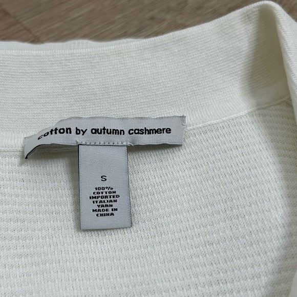 Cotton by Autumn Cashmere 100% Cotton Knit White Sleeveless Polo Top