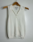 Cotton by Autumn Cashmere 100% Cotton Knit White Sleeveless Polo Top