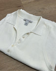 Cotton by Autumn Cashmere 100% Cotton Knit White Sleeveless Polo Top