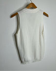 Cotton by Autumn Cashmere 100% Cotton Knit White Sleeveless Polo Top