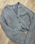 Free People 100% Cotton Chunky Knit Slouchy Sweet Nothing Cardi Sweater