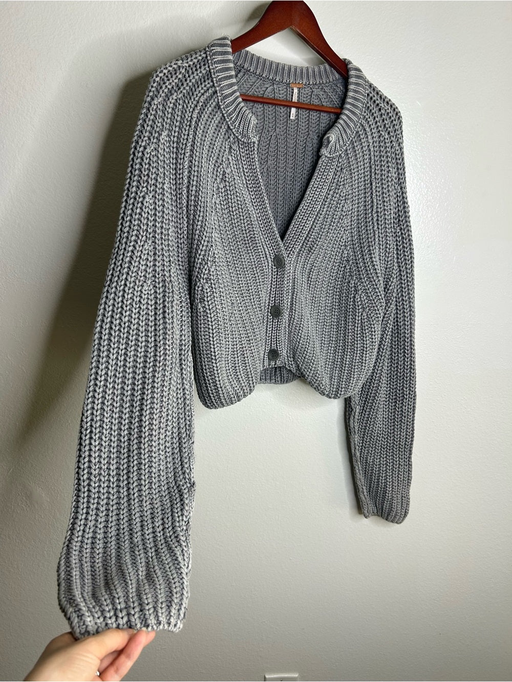 Free People 100% Cotton Chunky Knit Slouchy Sweet Nothing Cardi Sweater