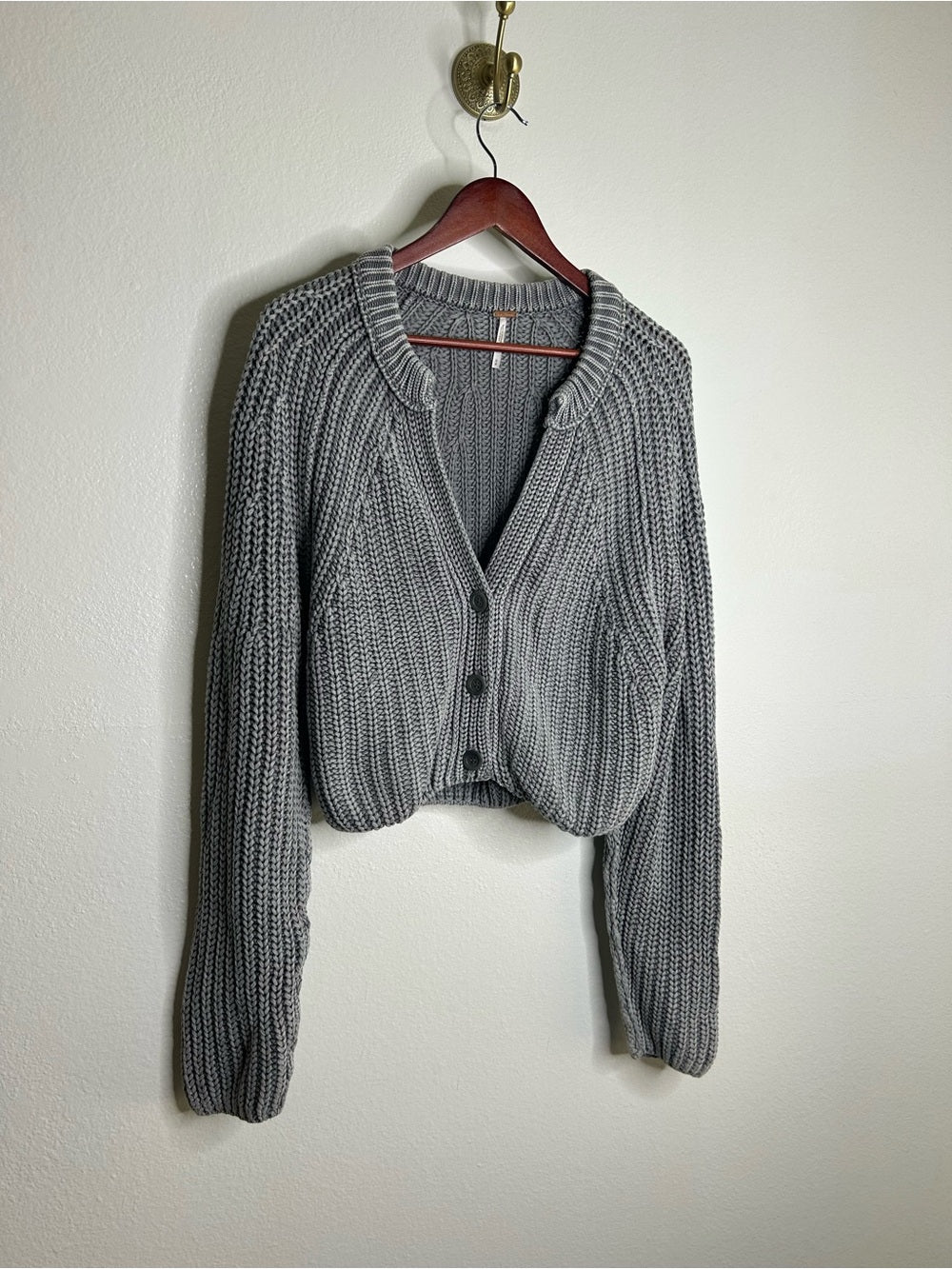 Free People 100% Cotton Chunky Knit Slouchy Sweet Nothing Cardi Sweater