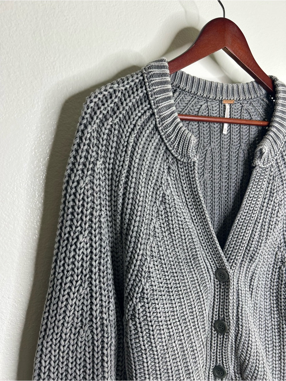 Free People 100% Cotton Chunky Knit Slouchy Sweet Nothing Cardi Sweater