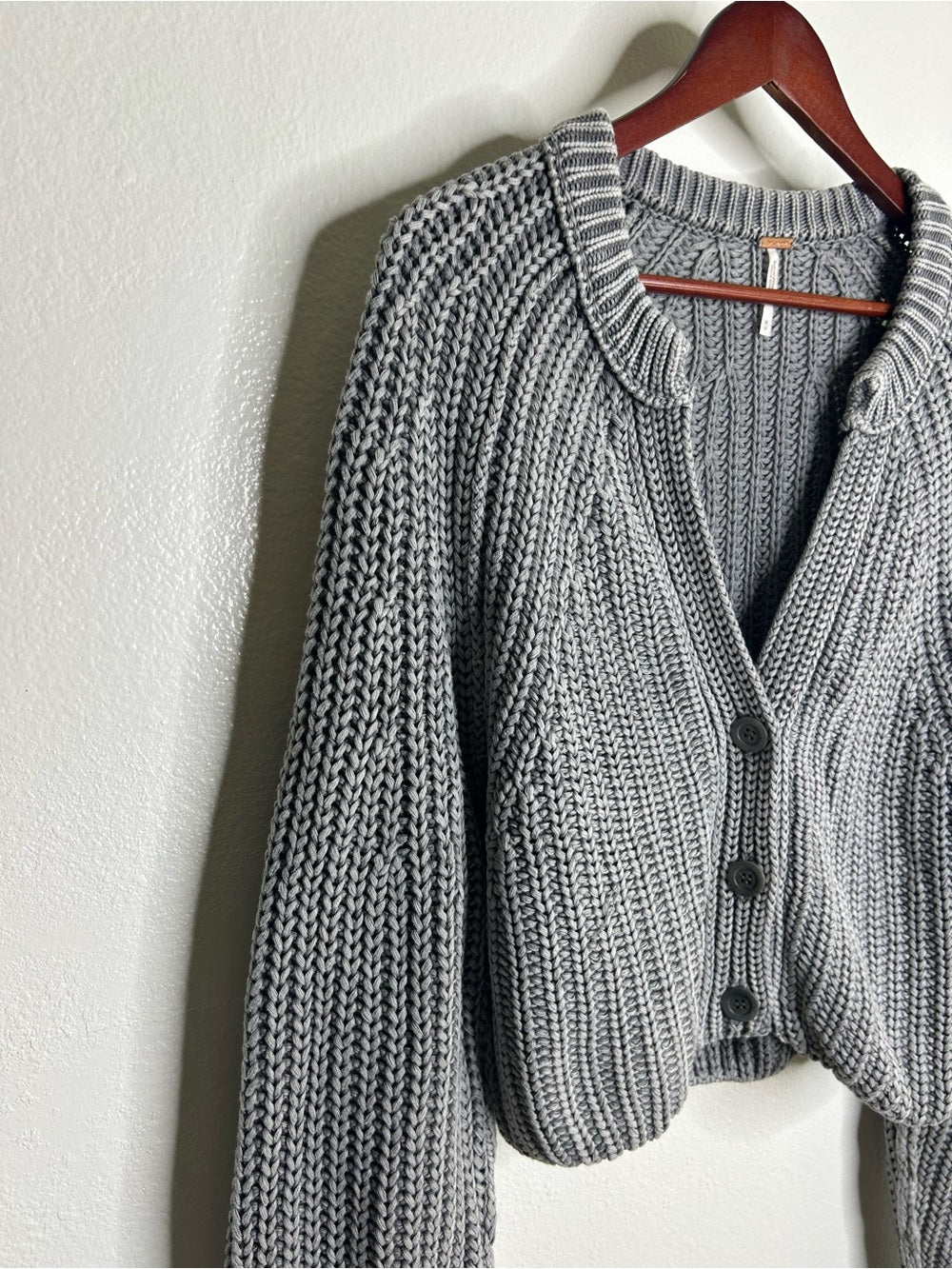 Free People 100% Cotton Chunky Knit Slouchy Sweet Nothing Cardi Sweater