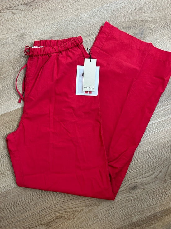 Nation LA 100% Pima Cotton Poplin Lucia Drawstring Pant in Heartbeat Red
