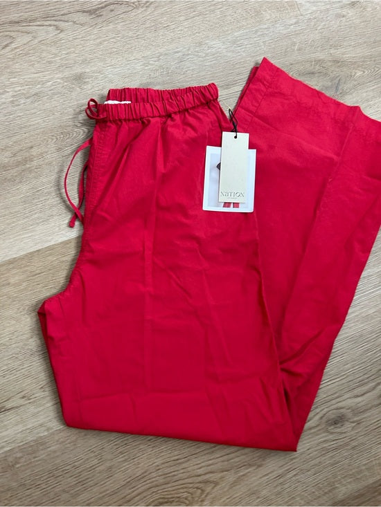 Nation LA 100% Pima Cotton Poplin Lucia Drawstring Pant in Heartbeat Red