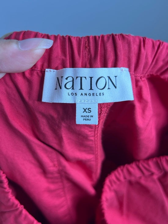 Nation LA 100% Pima Cotton Poplin Lucia Drawstring Pant in Heartbeat Red