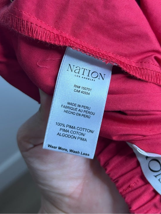 Nation LA 100% Pima Cotton Poplin Lucia Drawstring Pant in Heartbeat Red