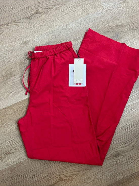 Nation LA 100% Pima Cotton Poplin Lucia Drawstring Pant in Heartbeat Red