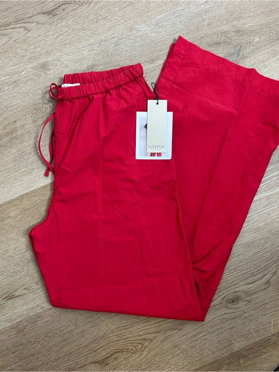 Nation LA 100% Pima Cotton Poplin Lucia Drawstring Pant in Heartbeat Red