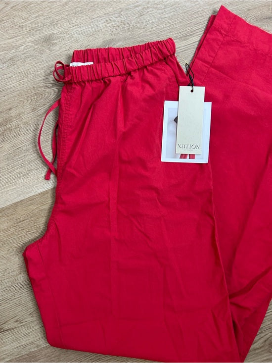 Nation LA 100% Pima Cotton Poplin Lucia Drawstring Pant in Heartbeat Red