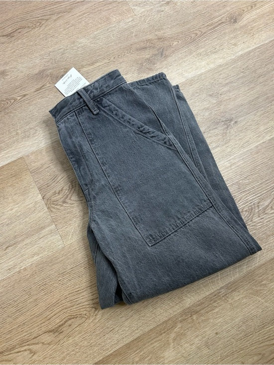 Enza Costa Enza Costa 100% Cotton Rigid Denim Black Barrel Utility Style Cropped Jean - Cotton, Denim