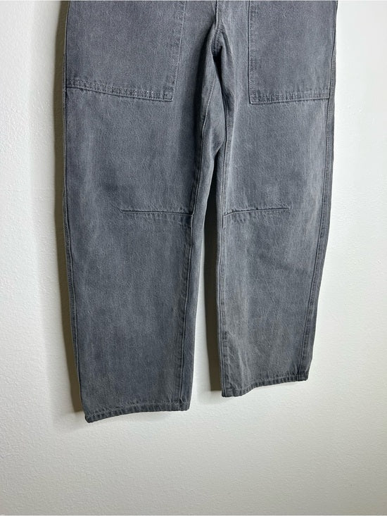 Enza Costa 100% Cotton Rigid Denim Black Barrel Utility Style Cropped Jean