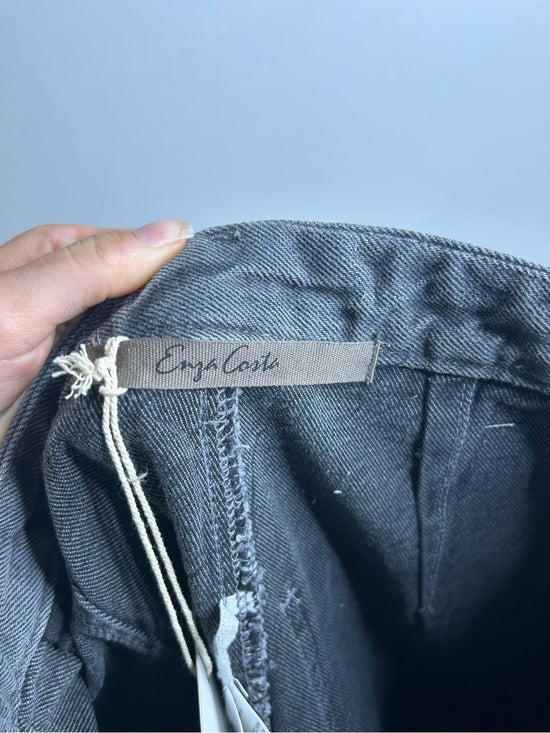 Enza Costa 100% Cotton Rigid Denim Black Barrel Utility Style Cropped Jean