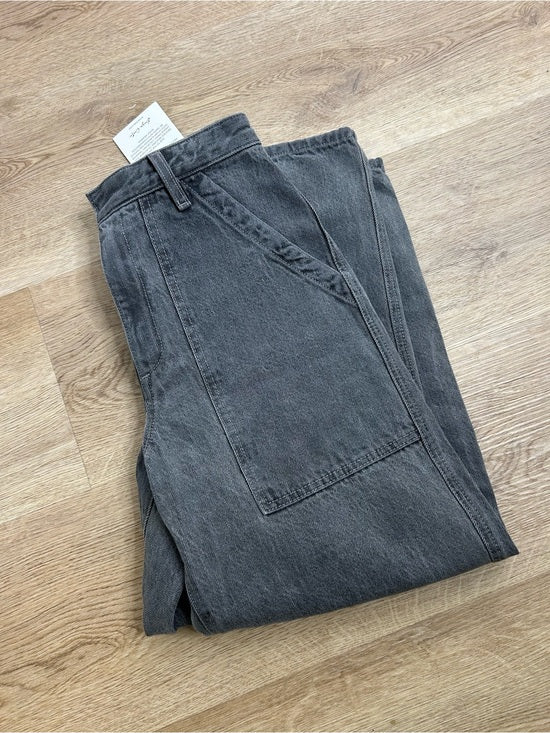 Enza Costa Enza Costa 100% Cotton Rigid Denim Black Barrel Utility Style Cropped Jean - Cotton, Denim