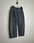 Enza Costa 100% Cotton Rigid Denim Black Barrel Utility Style Cropped Jean