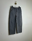 Enza Costa 100% Cotton Rigid Denim Black Barrel Utility Style Cropped Jean