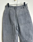 Enza Costa 100% Cotton Rigid Denim Black Barrel Utility Style Cropped Jean