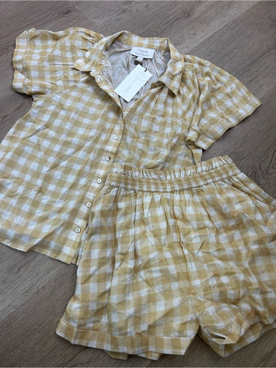 Cleobella x Arrows &amp; Bows 100% Organic Cotton Yellow Gingham Sunkissed Set