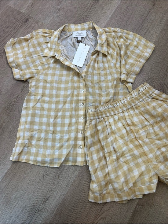 Cleobella x Arrows &amp; Bows 100% Organic Cotton Yellow Gingham Sunkissed Set
