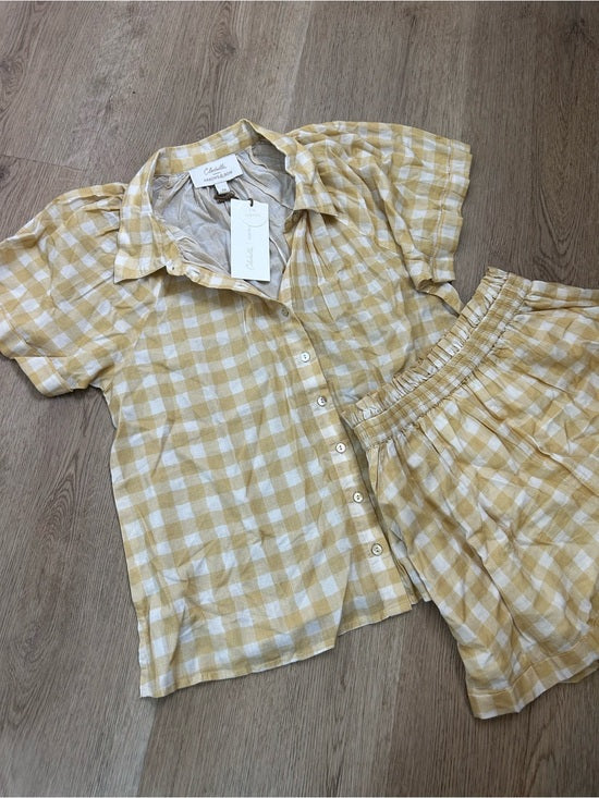 Cleobella x Arrows &amp; Bows 100% Organic Cotton Yellow Gingham Sunkissed Set