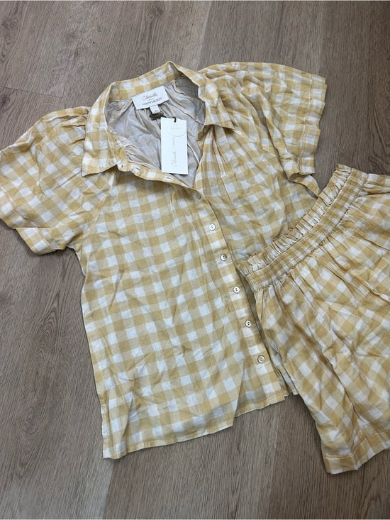 Cleobella x Arrows &amp; Bows 100% Organic Cotton Yellow Gingham Sunkissed Set
