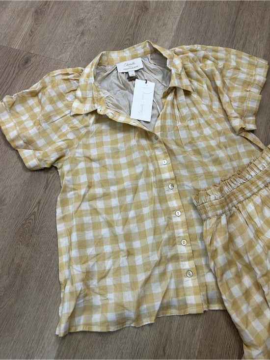 Cleobella x Arrows &amp; Bows 100% Organic Cotton Yellow Gingham Sunkissed Set