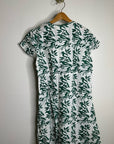 Ex Voto 100% Cotton White Green Bird Block Printed Maxi Dress