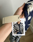 Nation LA 100% Cotton Chunky Knit Navy Striped Button Down Cardigan Sweater