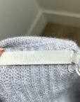 One Grey Day 100% Cashmere Textured Ribbed V - Neck Pullover Gray Sweater